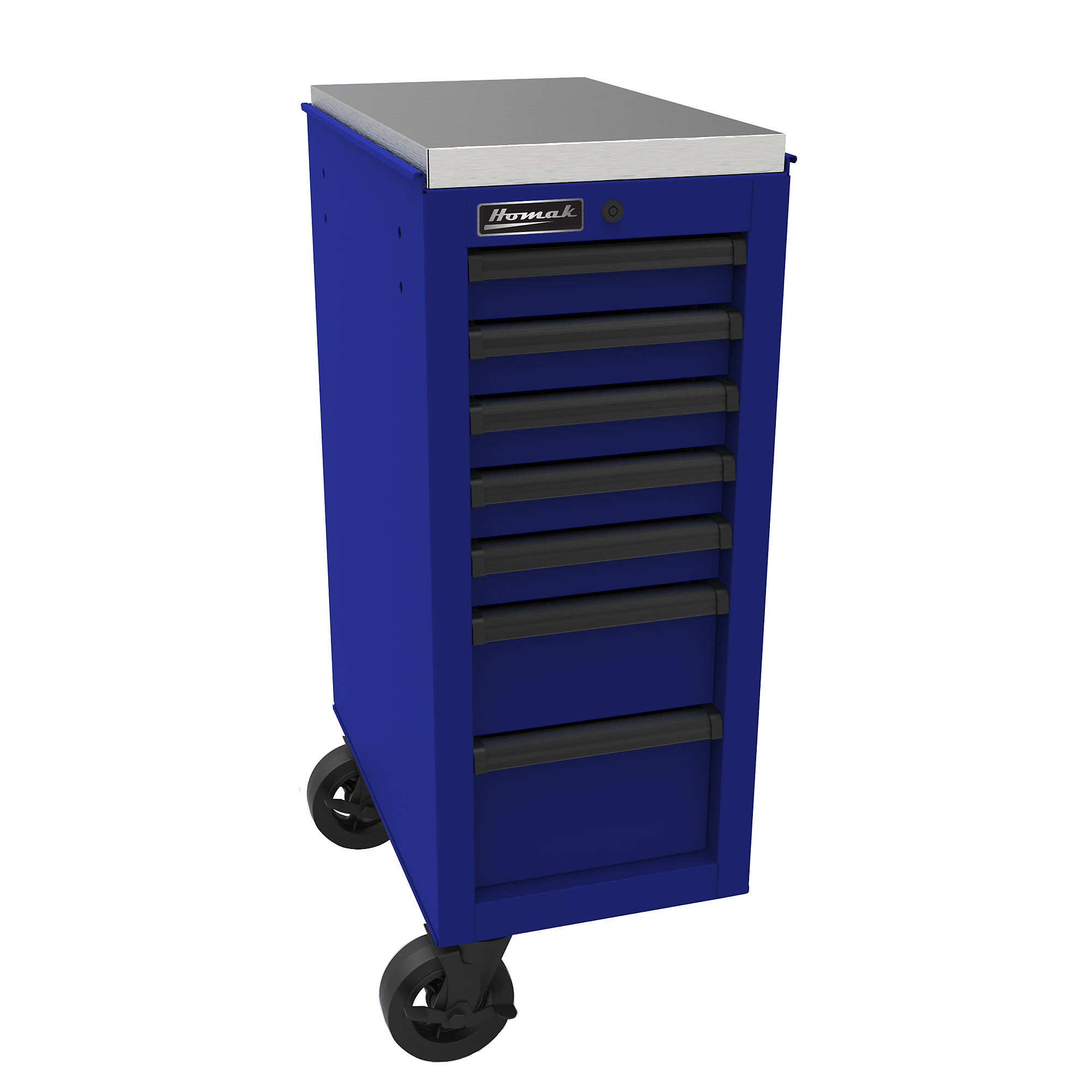 Homak RS Pro, 14 .5in. RS PRO 7 DRAWER SIDE CABINET BLUE, Width 32.87 in, Height 14.5 in, Color Blue, Model# BL08014070
